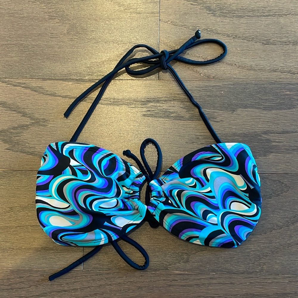 Jamaican Style Blue Patterned Bikini Top - Size M